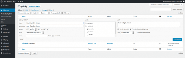 wordpress-prehled-prispevku-rychle-upravy