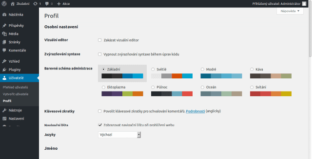 wordpress-nastaveni-profilu
