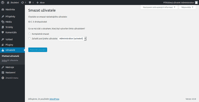 wordpress-smazani-registrovaneho-uzivatele