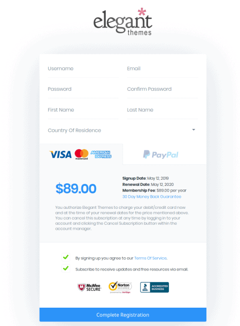 elegantthemes-wordpress-premium-sablona-registrace-platba