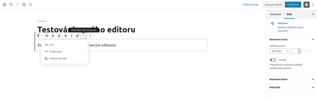 wordpress_vytvorit-novy-prispevek_blokovy_editor_gutenberg_blok_textovy_editor_uprava textu_2