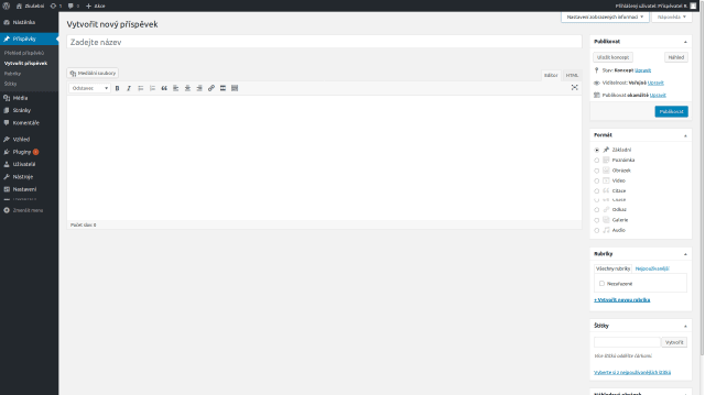 wordpress příspěvek klasický editor