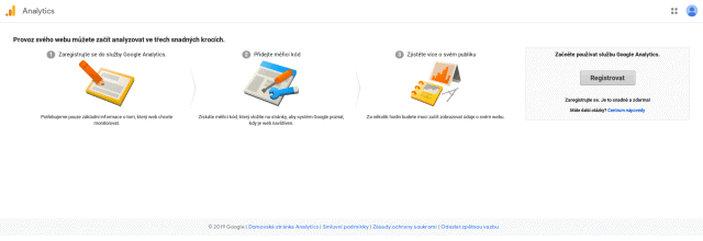 google analytics registrace