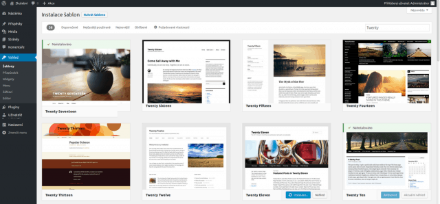 prehled zakladnich sablon wordpressu