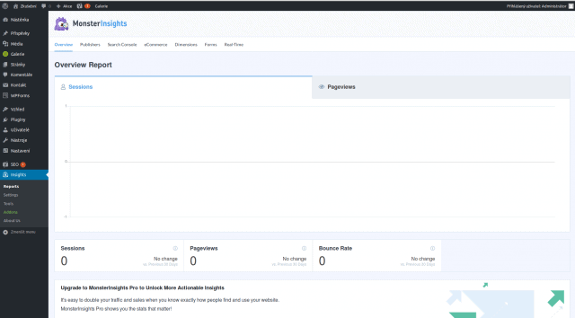 wordpress monsterinsights plugin statistiky