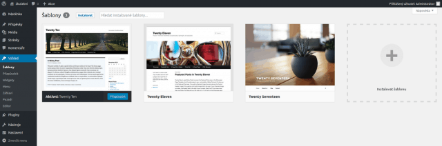 wordpress prehled instalovanych sablon