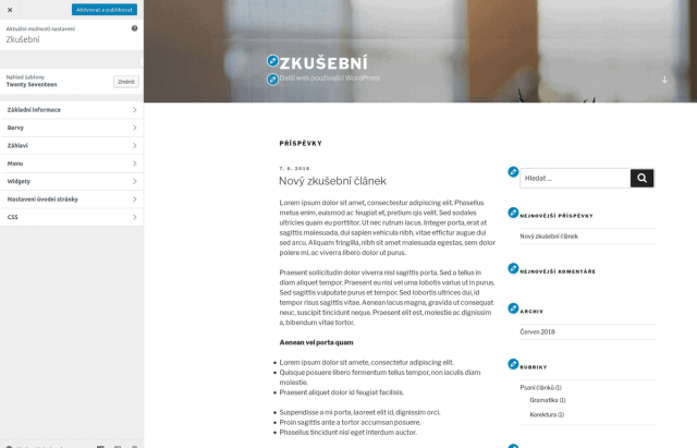 wordpress sablona aktualni nahled