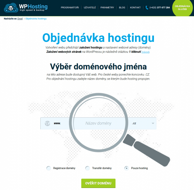 wp-hosting objednávka webhostingu