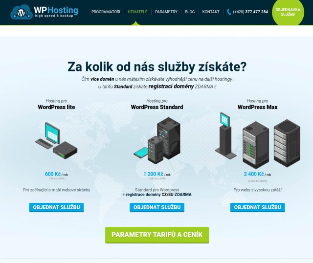 wp-hosting přehled webhostingu