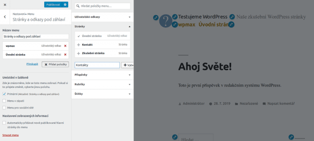 wordpress-twenty-nineteen-menu-stranky