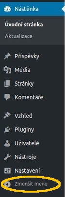 administrace wordpress zmenseni leveho sloupce