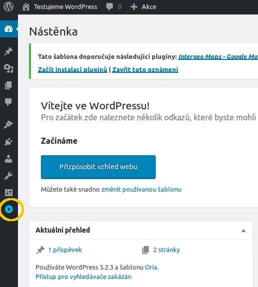 administrace wordpress zmenseni leveho sloupce