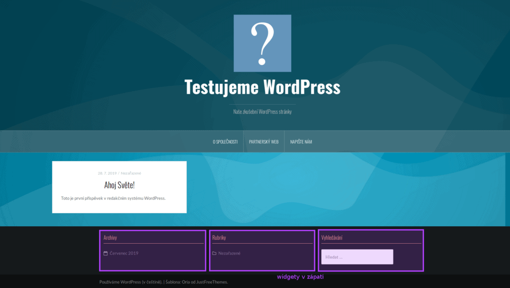 widgety v šabloně wordpress