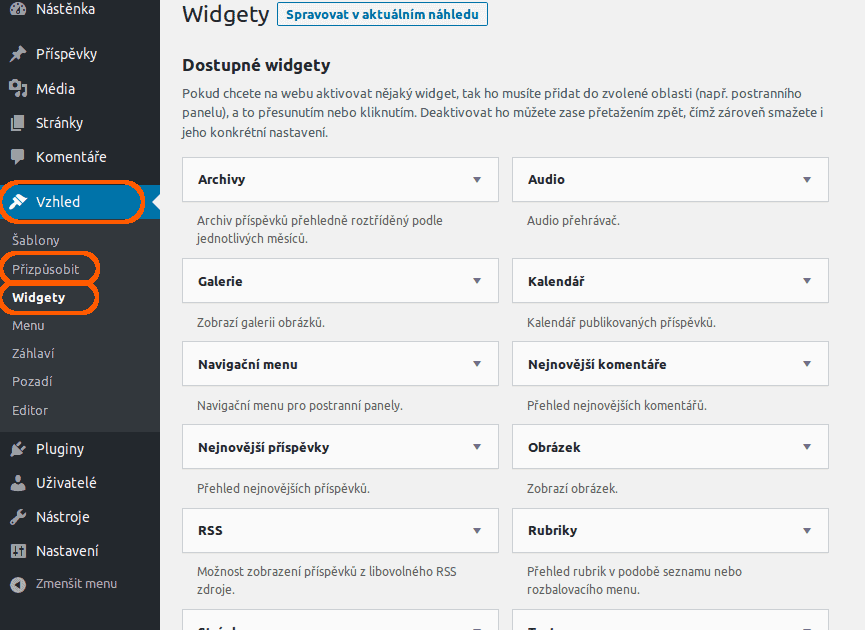 přizpůsobit ve wordpress