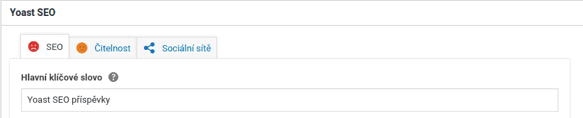 Yoast SEO - Hlavní klíčové slovo