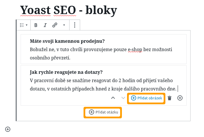 Yoast SEO - blok