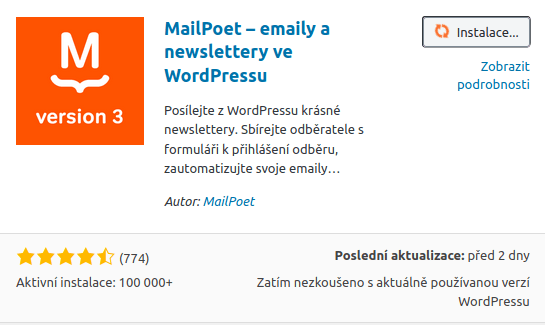 MailPoet - novinky e-mailem