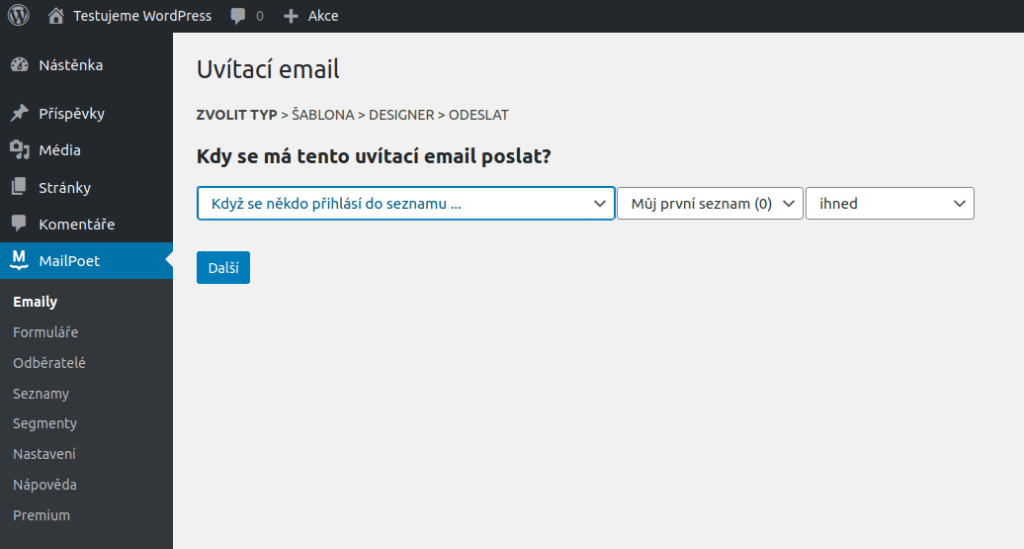 Nový uvítací e-mail