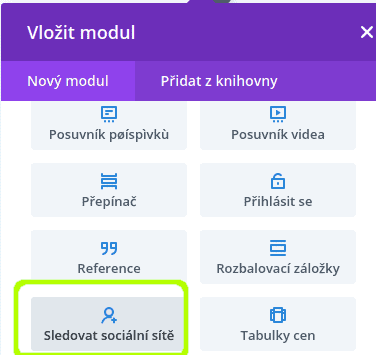 Moduly šablony Divi