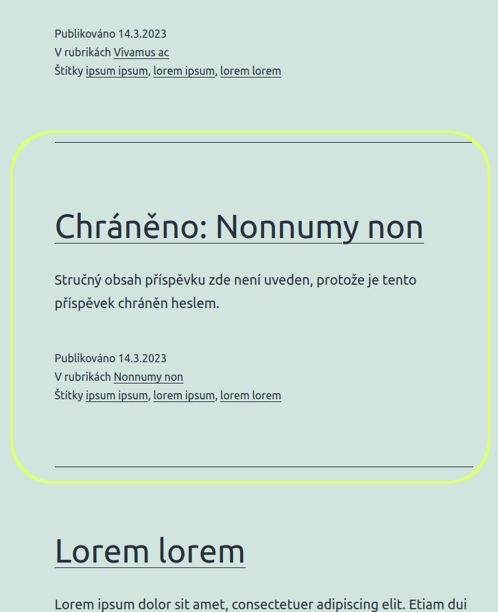 Wordpress - obsah chráněný heslem